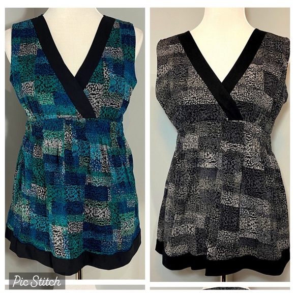 a.n.a Women's Sleeveless Tops - Blue and Black - Picture 1 of 6